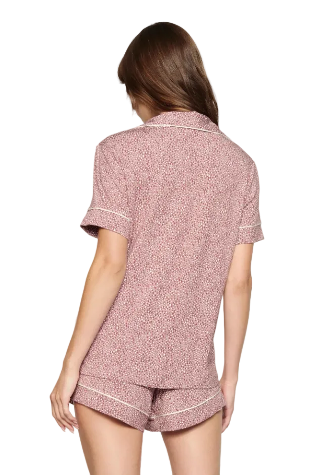 Gisele Printed Relaxed Short PJ Set - Animal Instinct Woodrose | Ivory