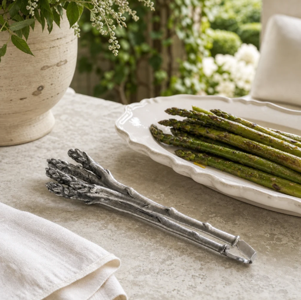 Pewter Asparagus Pattern Tongs