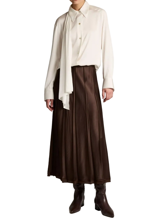 Creased Pleated Skirt w/ Raw Edge Hem