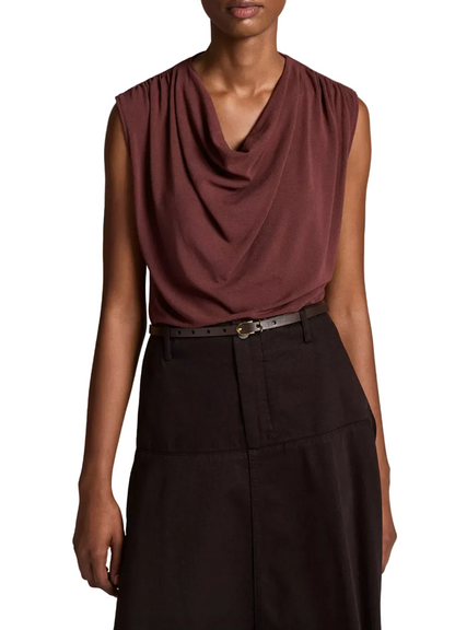 Sleeveless Draped Cowl Neck