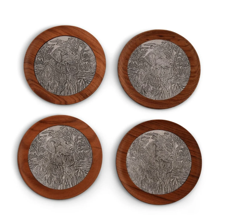 Hunting Dog Wood Drinking Glass Coaster