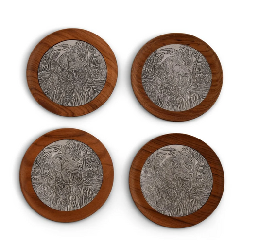 Hunting Dog Wood Drinking Glass Coaster