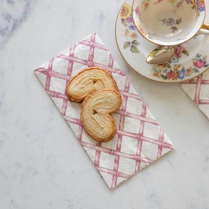 Pink Lattice Guest Napkin - Pack of 16