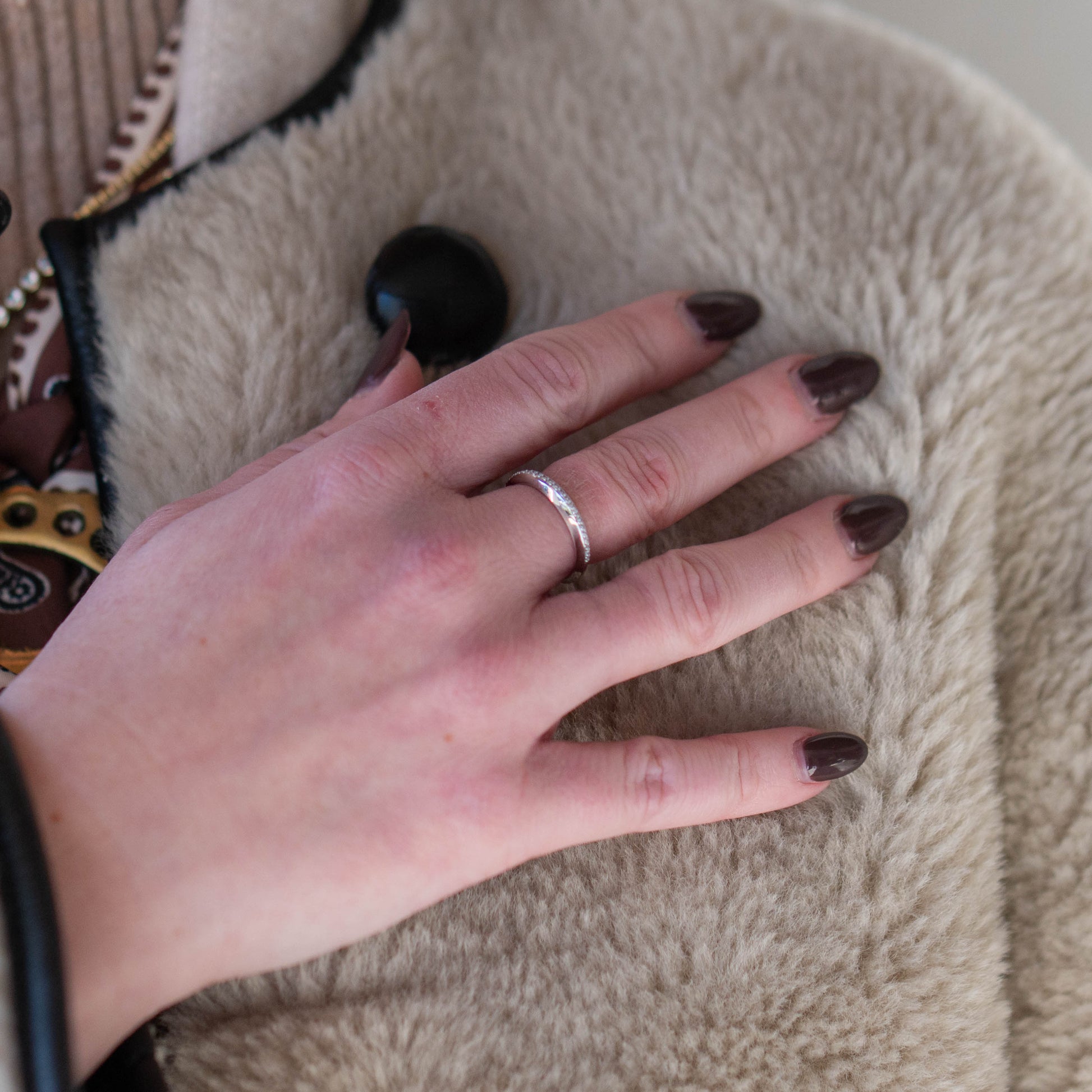 Sphere Natural Diamond Stacking Band - White Gold