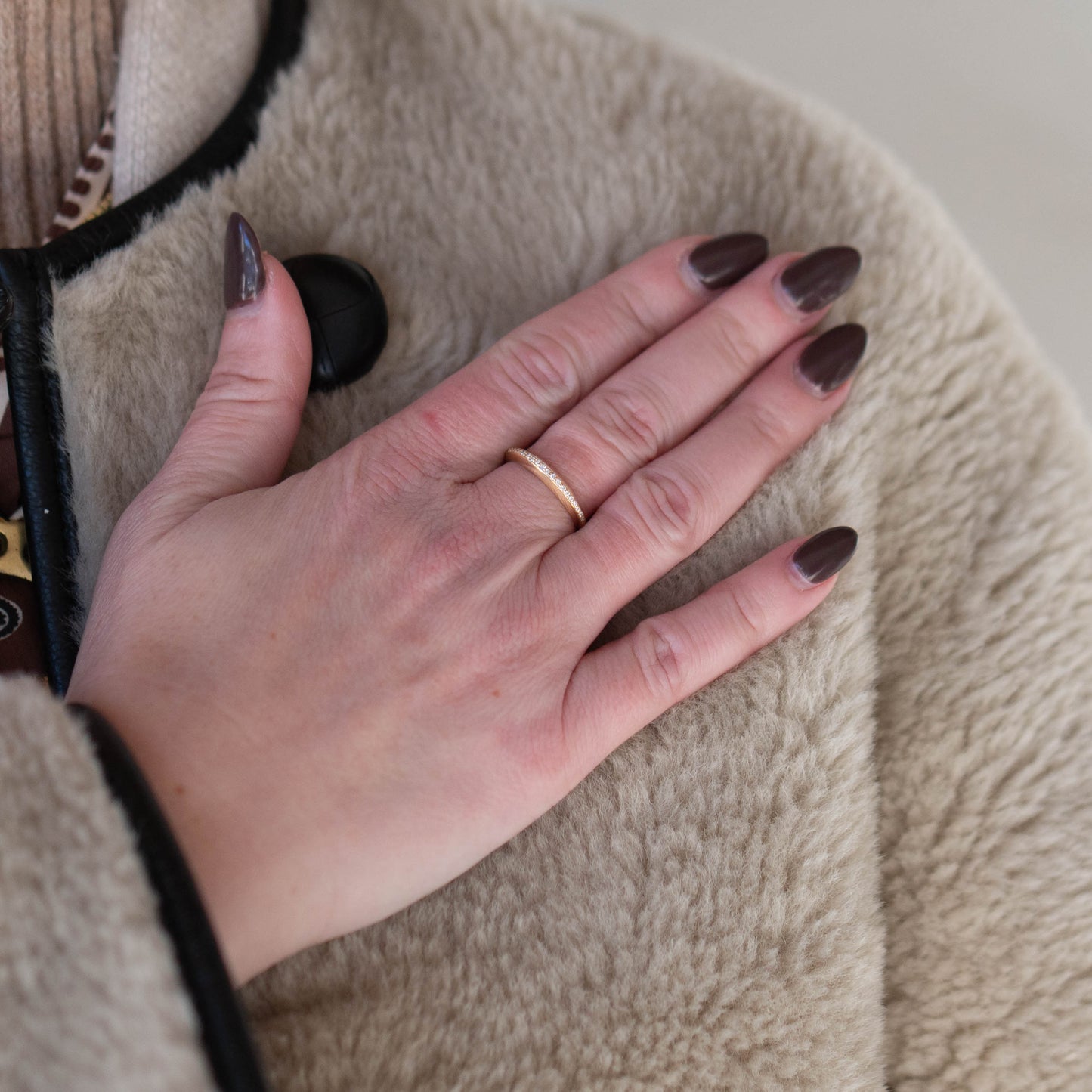 Sphere Natural Diamond Stacking Band - Rose Gold
