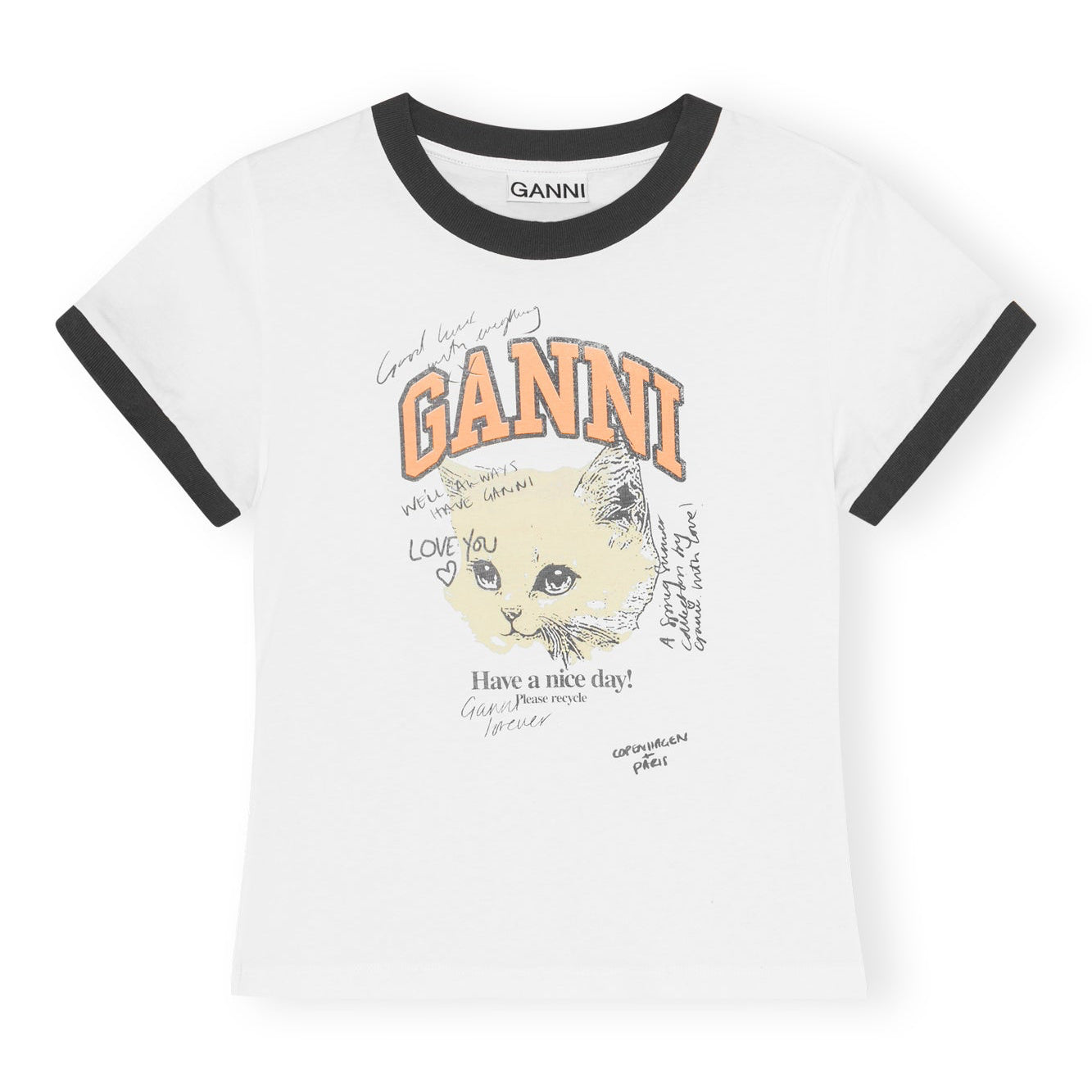 Basic Cotton Jersey Kitty Fitted T-shirt