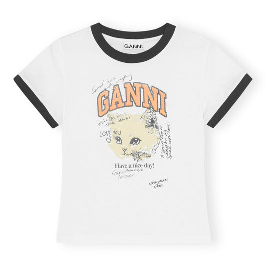 Basic Cotton Jersey Kitty Fitted T-shirt