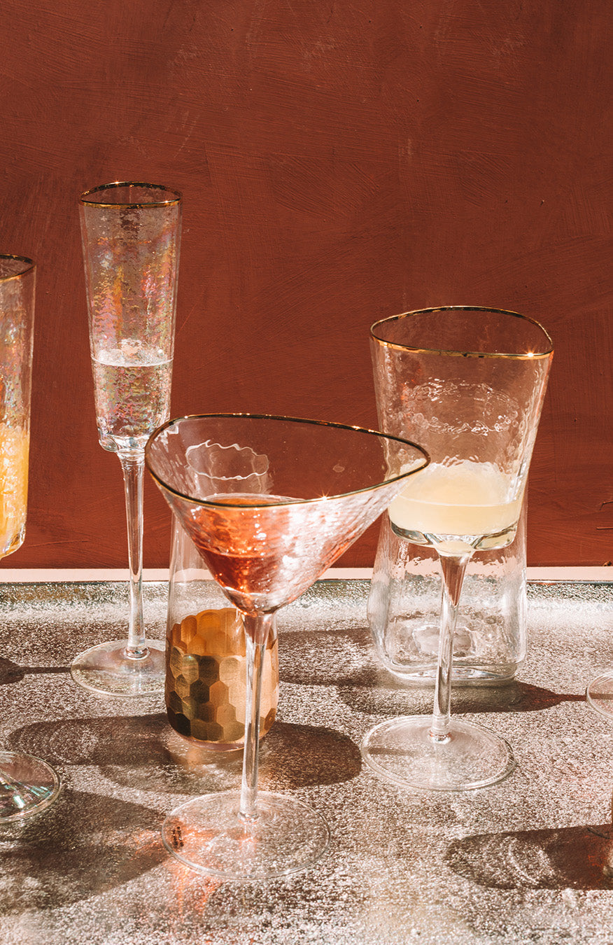 Aperitivo Martini Glass - Clear with Gold Rim