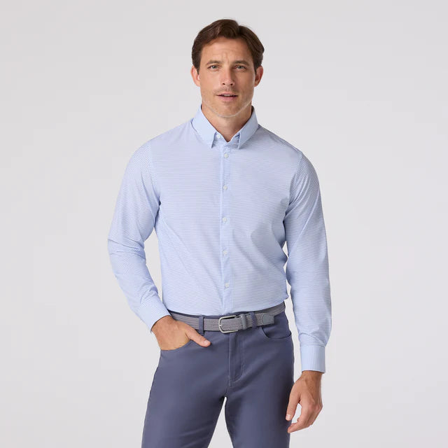 Leeward LS Dress Shirt - Cobalt Drop Shadow