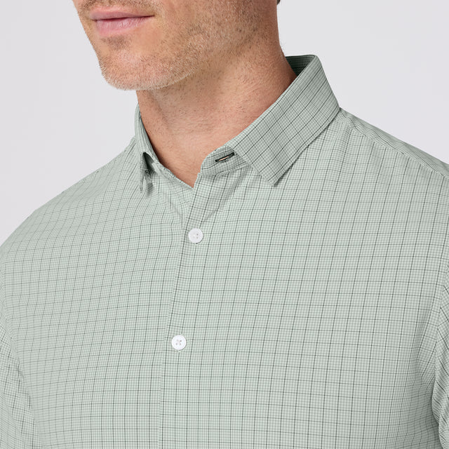 Leeward LS No Tuck Dress Shirt - Eucalyptus Mini Plaid