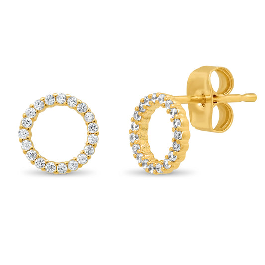 Pave Open Circle Stud