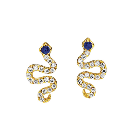 Snake Studs - Blue Sapphire