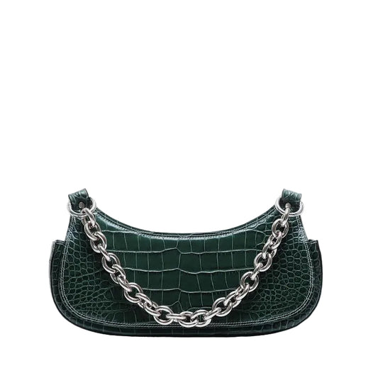 Tilda Baguette Bag - Glossy Croc Balsamic