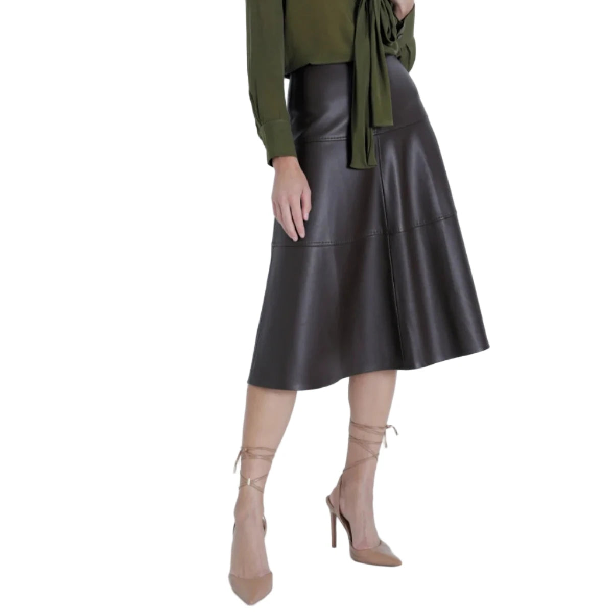 Victoria Vegan Leather Midi Skirt