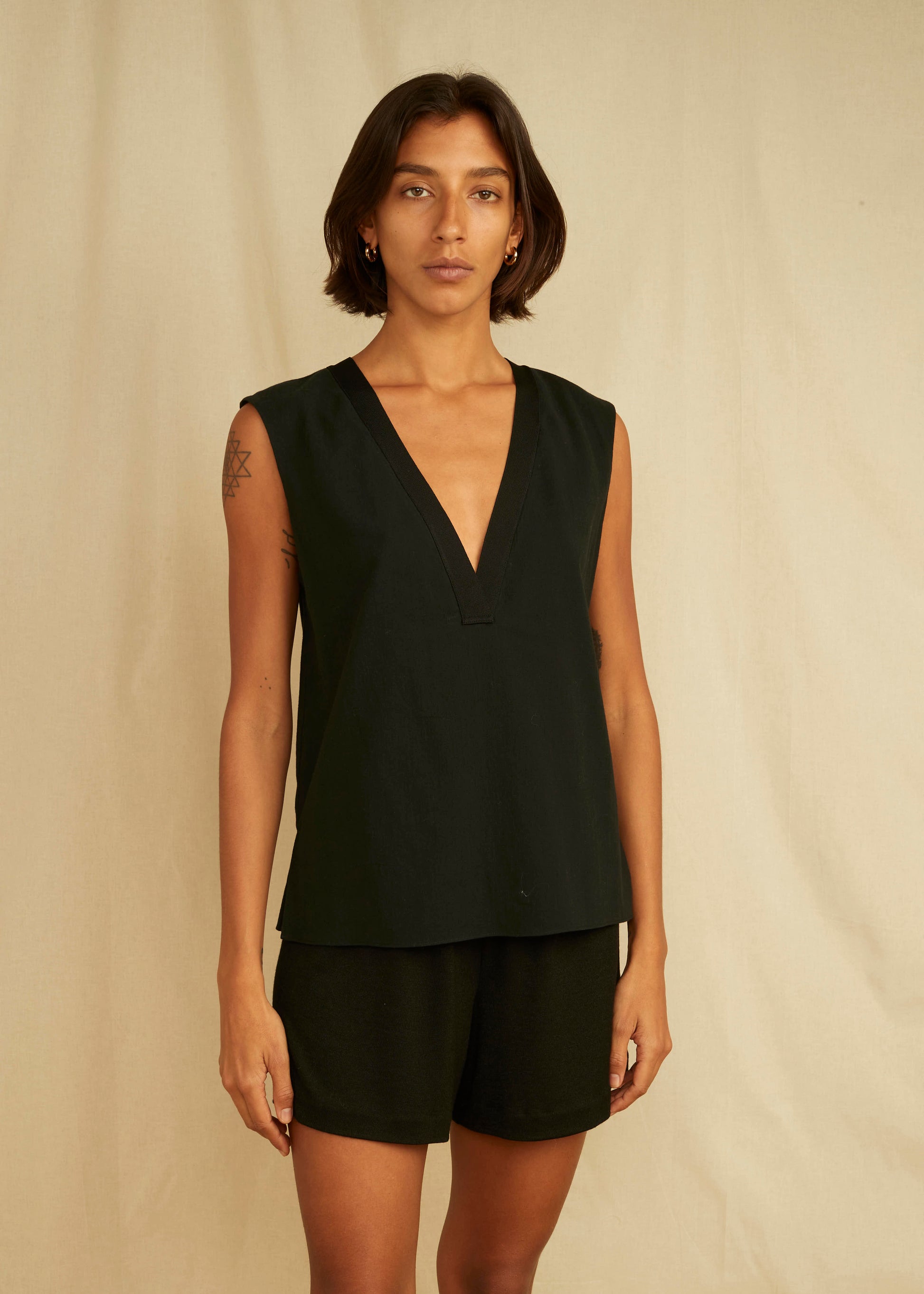 Rib Trim V-Neck