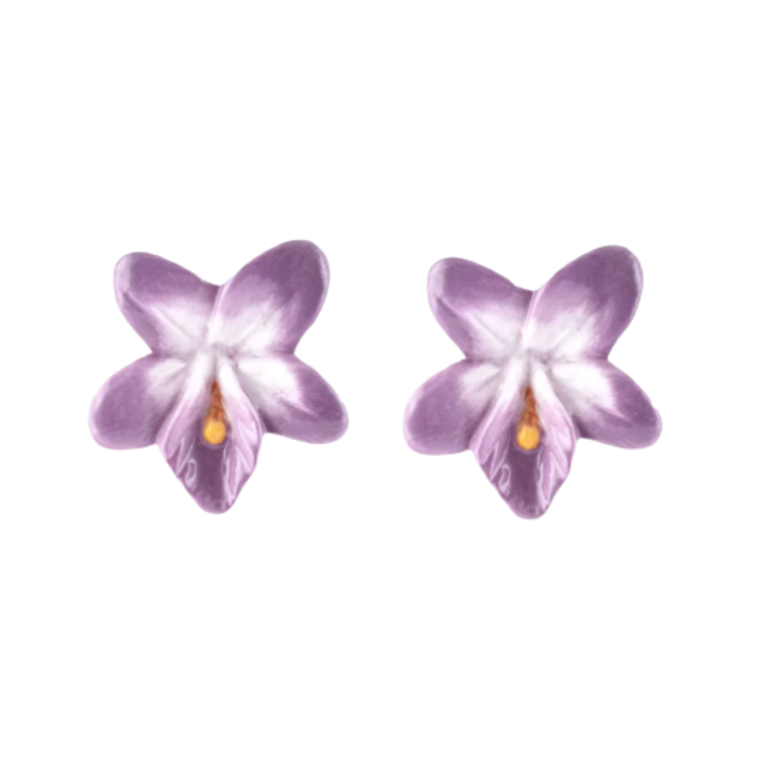 Violet Flower Stud Earrings