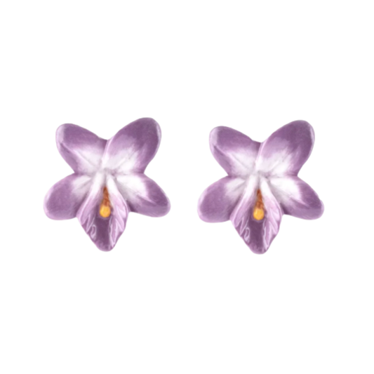 Violet Flower Stud Earrings
