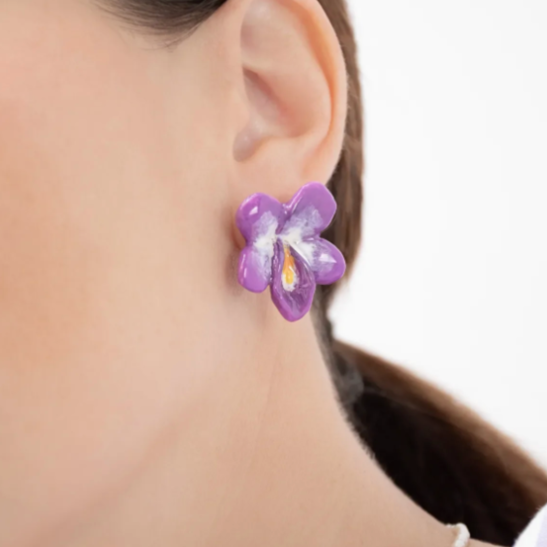 Violet Flower Stud Earrings