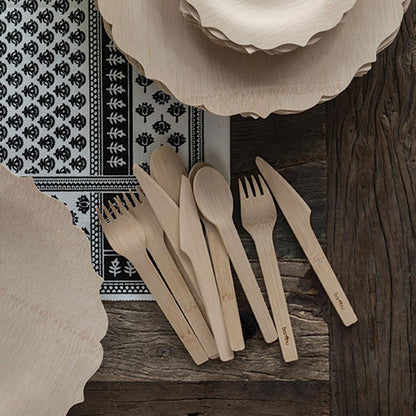 Bamboo Knife, Fork, and Spoon Set