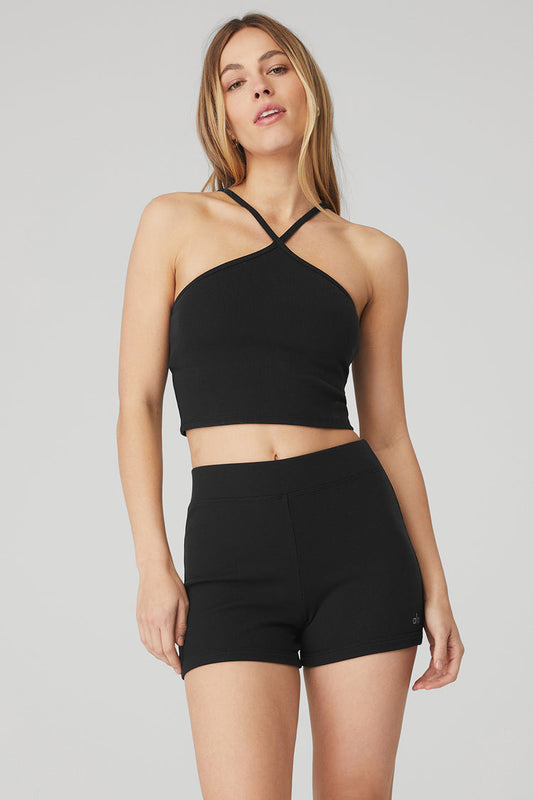 Goddess Ribbed Cross Crop Top