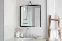 Black Square Bardot Mirror w/ Black Iron Hook