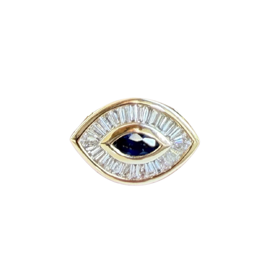 Baguette Evil Eye Glider with Sapphire Center