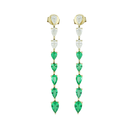 Pear Shaped Diamond and Emerald Dangles