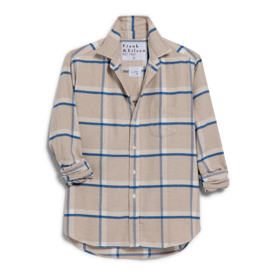 Eileen Relaxed Button-Up | Tan, White, Navy Plaid