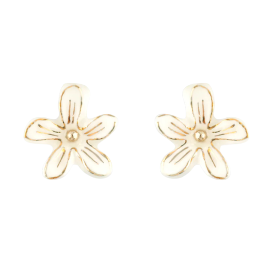 White Erine Flower Stud Earrings