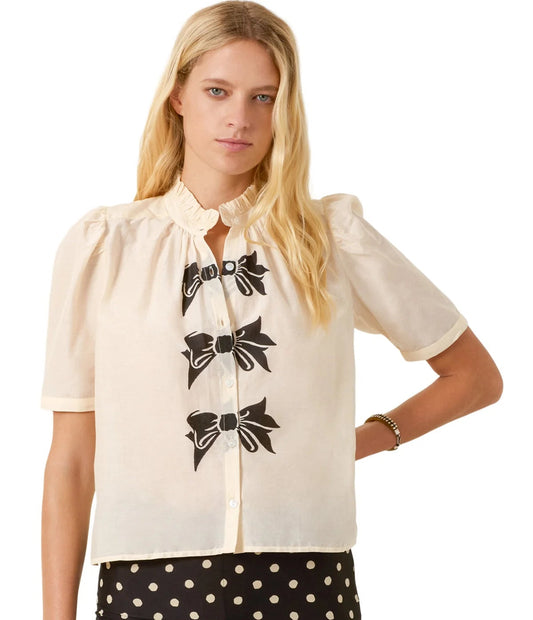 Winn Black Tie Shirt - Off-White