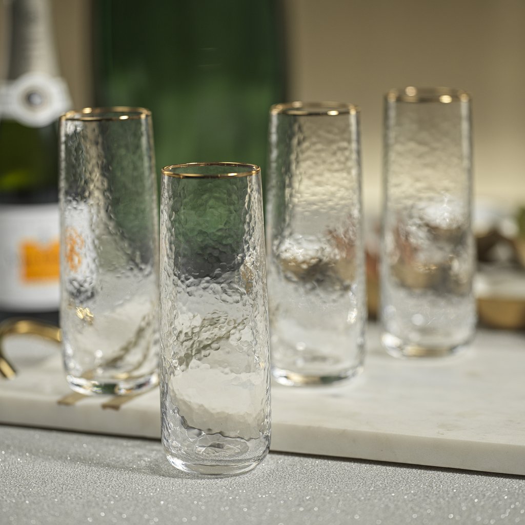 Negroni Hammered Glasses with Gold Rim