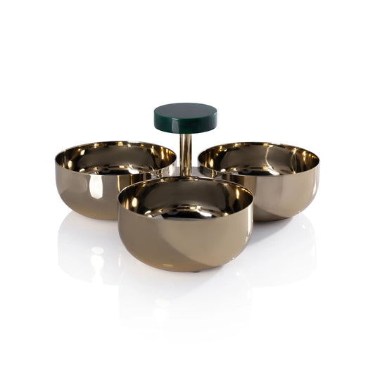 Spiga Condiment Set - Gold with Green Accent