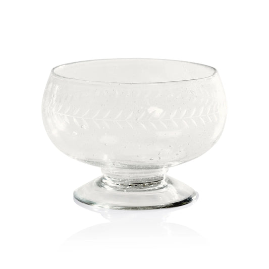 Tuscan Handmade Etched Glass Condiment Bowl