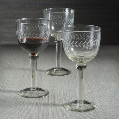 Tuscan Handmade Etched Glass - Wine Goblet