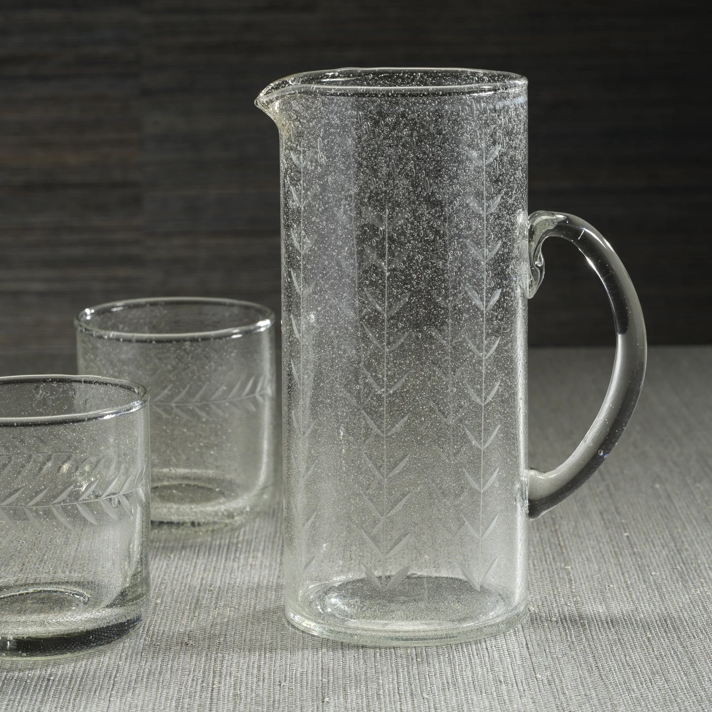 Tuscan Handmade Etched Glass - Pitcher