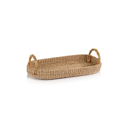 Abaca Tray with Bamboo Handles