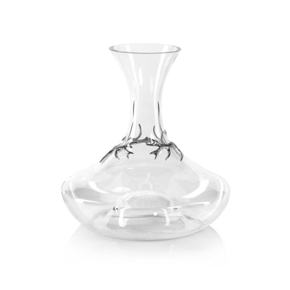 Davos Glass Wine Decanter w/ Pewter Antler