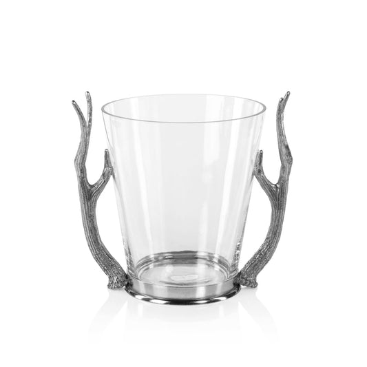 Davos Glass Wine & Champagne Bucket w/ Pewter Antler Handles