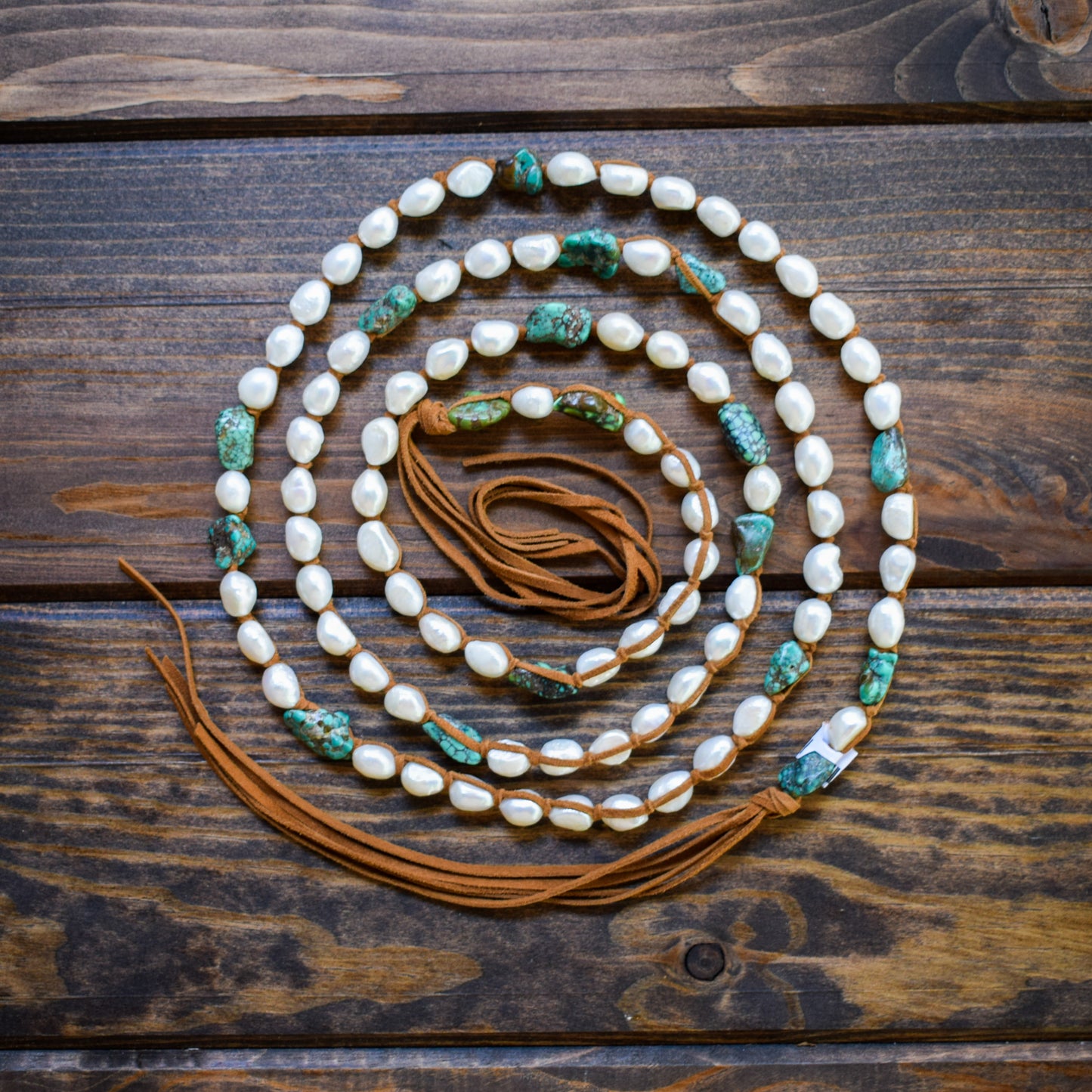 XLong White w/ Turquoise Necklace