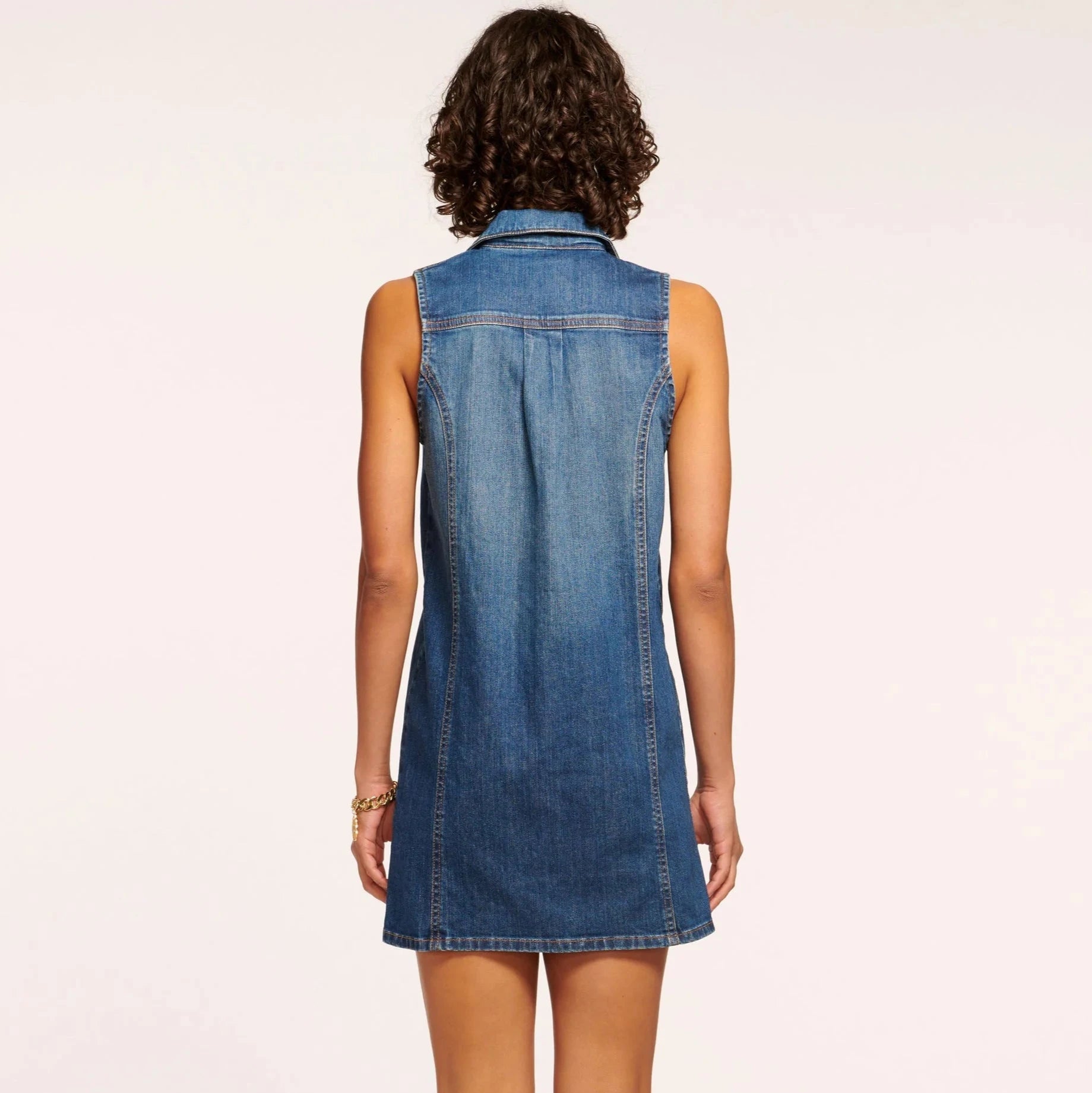 Ramy Brook Donnie Relaxed Denim Mini Dress in Medium WASH