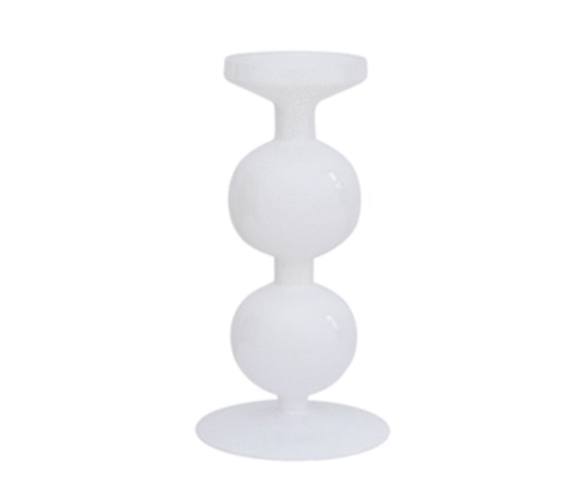 Double Bulb Recycled Glass Candle Holder - White