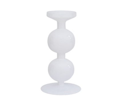 Double Bulb Recycled Glass Candle Holder - White