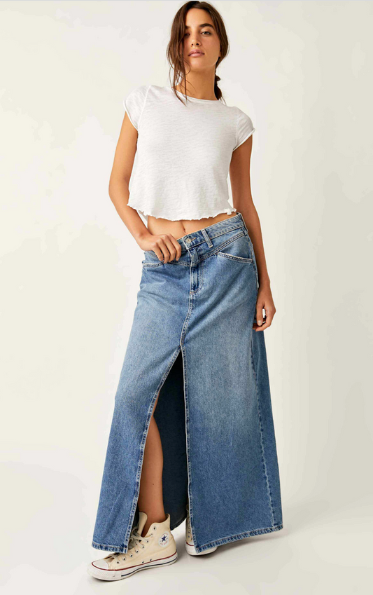 Come As You Are Denim Maxi Skirt