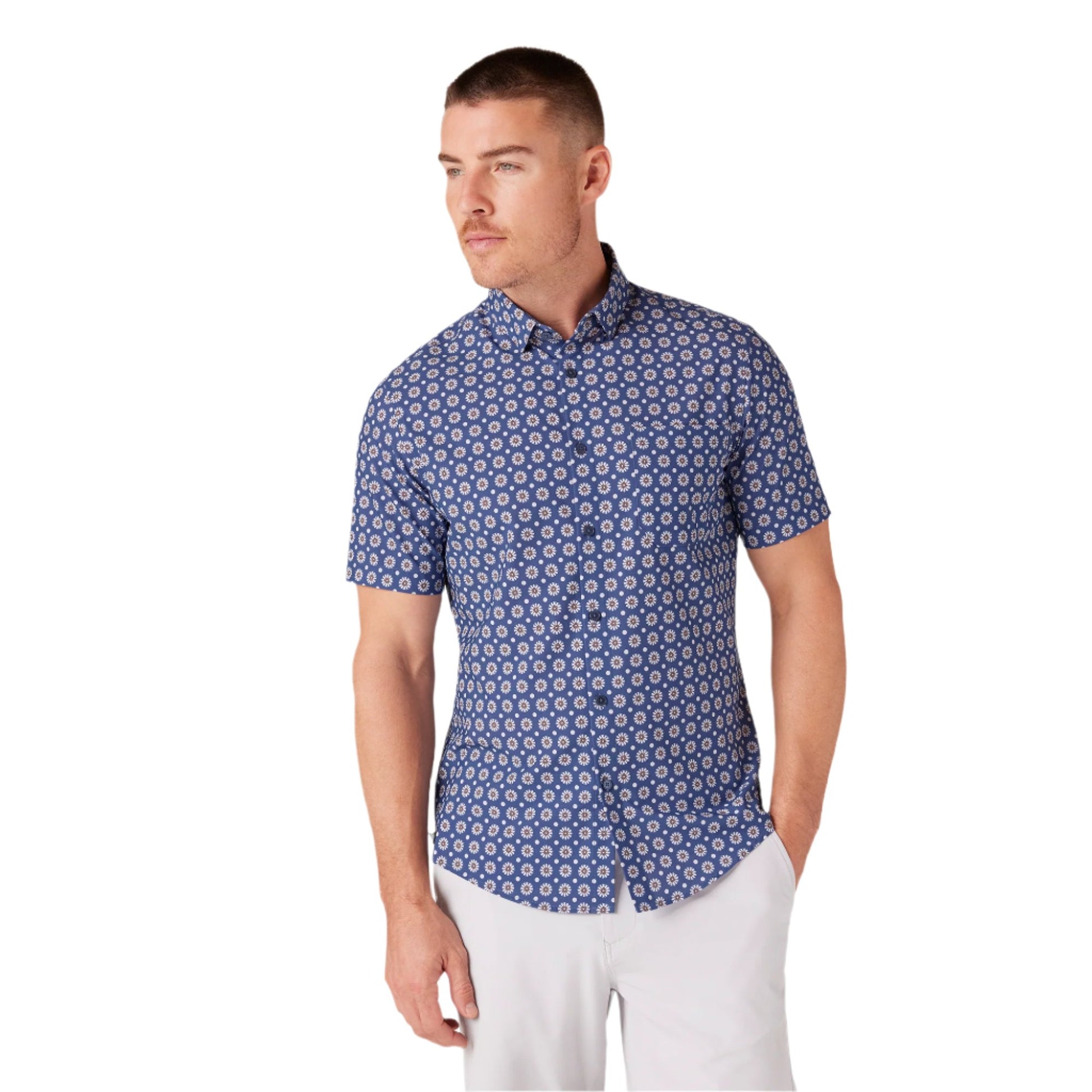 mizzen and main performance dress shirts Texas A&M Leeward | Men's Performance Dress Shirt | White Navy Blue Mini Grid | Lightweight | Wrinkle-Free | Moisture Wicking