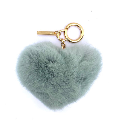 Rabbit Fur Heart Keychain