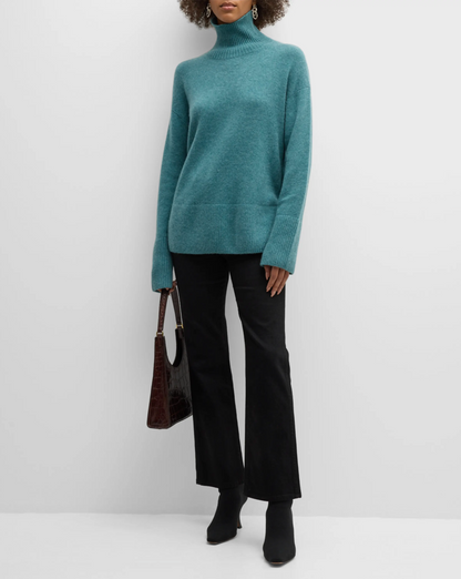 Cashmere Side-Button Turtleneck