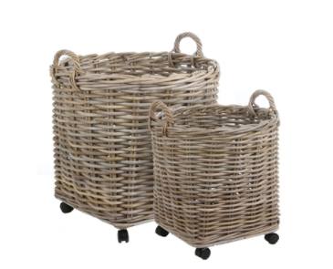 Rattan Basket with Wheels