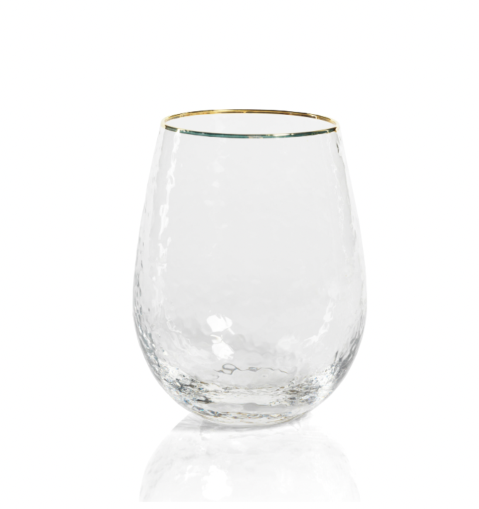 Negroni Hammered Glasses with Gold Rim