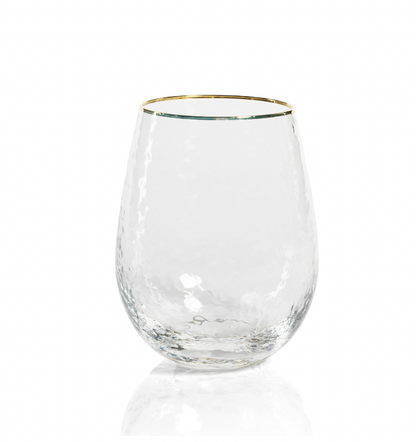 Negroni Hammered Glasses with Gold Rim