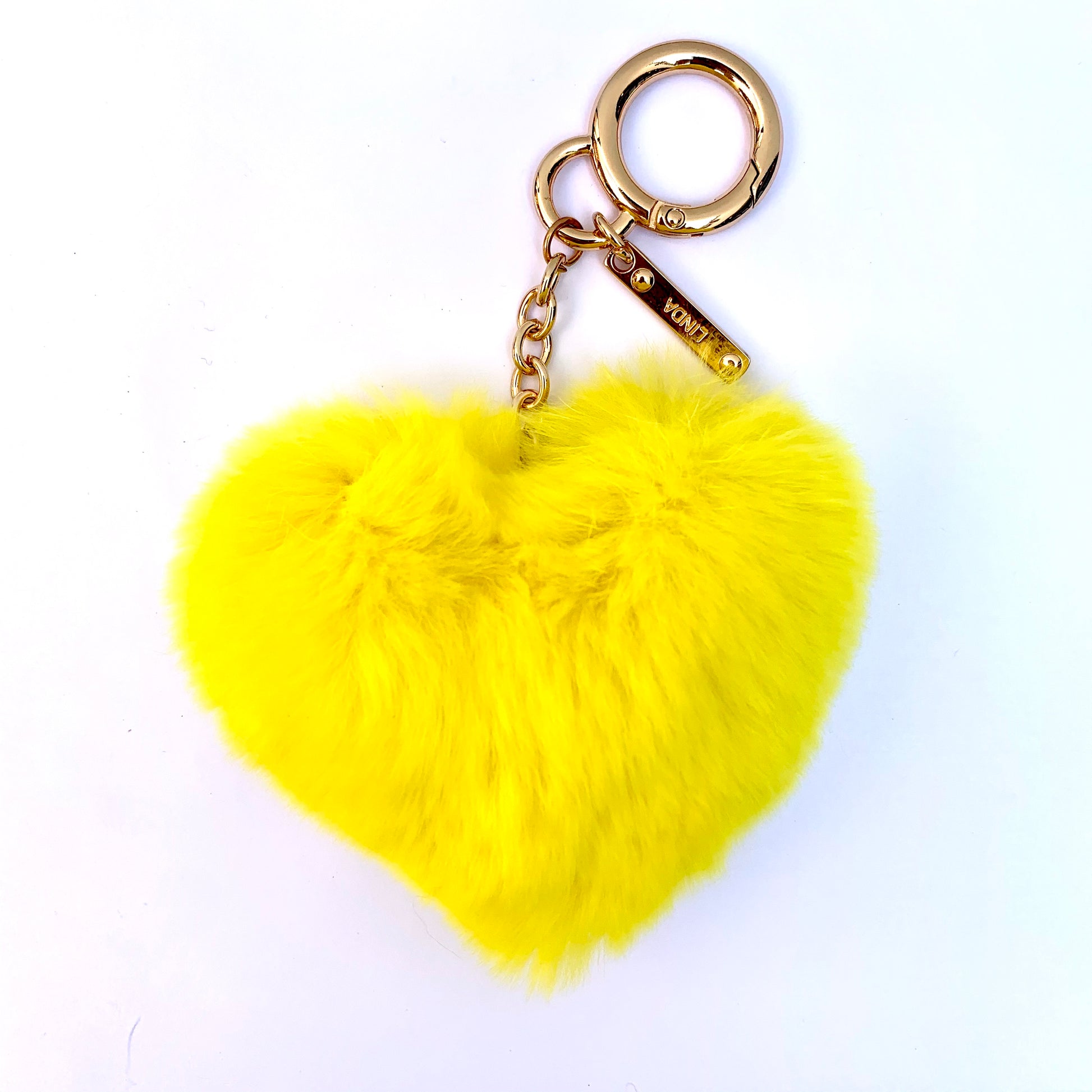 Rabbit Fur Heart Keychain